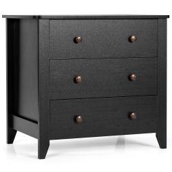 GYMAX 3 Drawer Dresser Chest Of Drawers Bedside Table for Living Room Bedroom