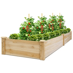 COSTWAY Wooden Vegetable Raised Garden Bed Backyard Patio Grow Flowers Planter