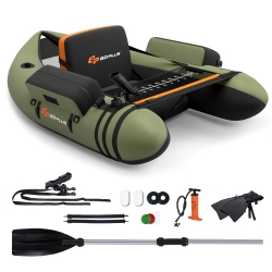 COSTWAY Goplus Inflatable Fishing Float Tube W/pump & Storage Pockets & Fish Ruler