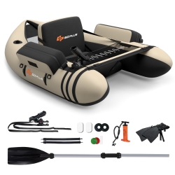 COSTWAY Goplus Inflatable Fishing Float Tube W/pump & Storage Pockets & Fish Ruler