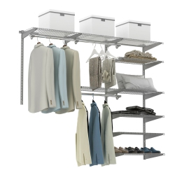 GYMAX Custom Closet Organizer Kit 4 to 6 Ft Wall-Mounted Closet System W/hang Rod In Grey