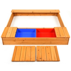 GYMAX Wooden Sandbox Kids Children Outdoor Toy Playset W/ Storage Box Seat