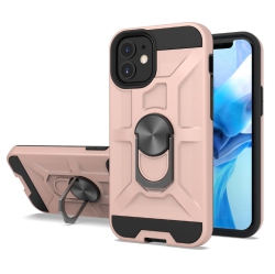 CC Topsave PC+Tpu Rugged Hybrid Cover Case W/360 Degrees Rotating Ring Stand for Iphone 12 Mini, Rose In Gold