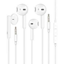 CABLESHARK 2 Pack Earbuds Headphones Earphones \w 3.5MM Wired In Ear Headphone Plug(Built-In Microphone & Volume Control) Compatible \w
