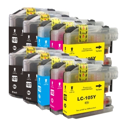 TONER4U - 10 Ink (4K, 2C, 2M, 2Y) Compatible Lc107, Lc105 Ink Cartridge for Brother