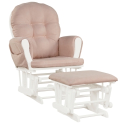 GYMAX Baby Nursery Relax Rocker Rocking Chair Glider & Ottoman Set W/ Cushion