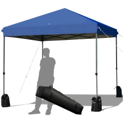GYMAX 8X8 Ft Pop Up Canopy Tent Shelter Wheeled Carry Bag 4 Canopy Bag In Sand