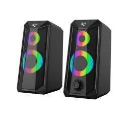 HAVIT 2.0 Channel 3.5MM Plug + USB Powered Dynamic RGB Lights Stereo Electronic Sports Speaker for Gamers
