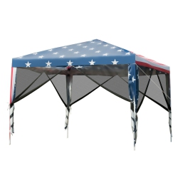 GYMAX 10' X 10' Outdoor Pop-Up Canopy Tent W/ Mesh Sidewalls Carrying Bag