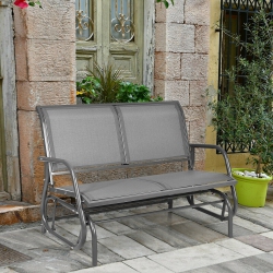 GYMAX 48" Outdoor Patio Swing Glider Bench Chair Loveseat Rocker Lounge Backyard In Grey
