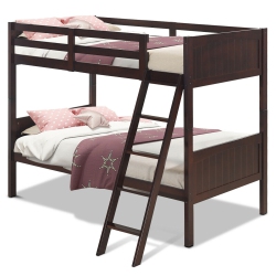 GYMAX Wooden Twin Over Twin Bunk Beds Convertable 2 Individual Twin Beds Espresso