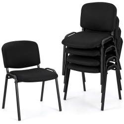 GYMAX Set Of 5 Stackable Mid Back Conference Guest Reception Chair Office Home