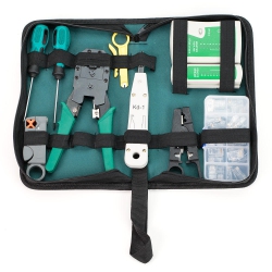 PRIMECABLES 9 PCs Combo Network Cable Tester, Rj45 Rj11 Cat5 Wire Crimper Stripper With 20 PCs Crystal Connectors Tool Kit