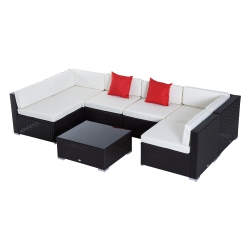 OUTSUNNY 7 Pieces Garden Wicker Sectional Sofa Set Patio Outdoor Furniture
