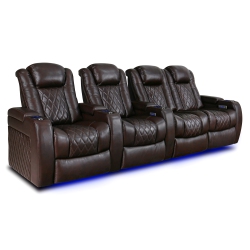VALENCIA SEATING Tuscany Top Grain 11000 Italian Nappa Leather Power Reclining, Lumbar, Dark Chocolate Home Theatre Seating 4-Seat Loveseat Right