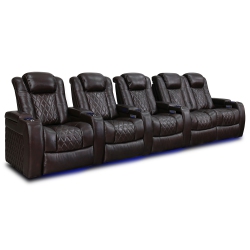 VALENCIA SEATING Tuscany Top Grain 11000 Italian Nappa Leather Power Reclining, Lumbar, Dark Chocolate Home Theatre Seating 5-Seat Loveseat Right