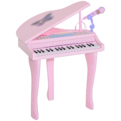 QABA Mini Electronic Musical Piano 37 Key Keyboard Kids Toy Microphone Stool (Pink)