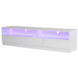 HOMCOM 71" High Gloss Led Tv Cabinet Stand Home Entertainment Center Modern Tv Storage Unit In White