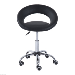 HOMCOM Modern Hydraulic Moon Salon Stool Rolling Swivel Chair Massage Spa Tattoo Pub Bar Stool And Chrome In Black