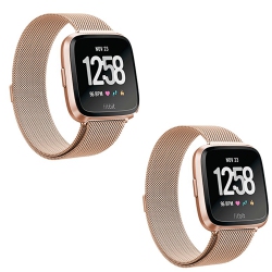 ISTAR 2 Pack Replacement for Fitbit Versa Watch Band Wrist Stainless Steel Metal Strap (Rose Gold| Small) In Multicolor