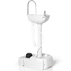 GYMAX Portable Wash Sink Camping Sink Wash Basin Stand W/ Wheels & Foot Pump