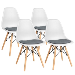 GYMAX 4PCs Dining Chair Mid Century Modern Dsw Chair Furniture W/ Linen Cushion In White