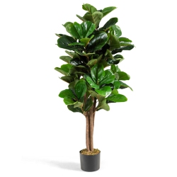 GYMAX 5Ft Fiddle Leaf Fig Tree Artificial Greenery Plant Home Office Decoration