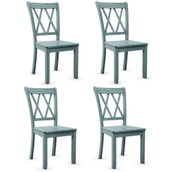 GYMAX Set Of 4 Wooden Dining Side Chair Armless Chair Home Kitchen Mint In Green