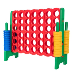 GYMAX Jumbo 4-To-Score Game Set Giant 4 In A Row Kids Adults W/ 42 Jumbo Rings