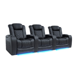 VALENCIA SEATING Tuscany Xl Home Theater Seating, Premium Top Grain Italian Nappa 11000 Leather, Power Headrest & Lumbar, Big & Tall - Row Of 3