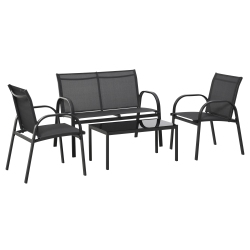 OUTSUNNY 4-Piece Patio Furniture Set Garden Conversation Set With Loveseat, Single Chairs And Coffee Table for Backyard Poolside Balcony