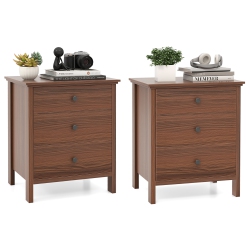 GYMAX Set Of 2 Nightstand Beside End Side Table Accent Table In Brown