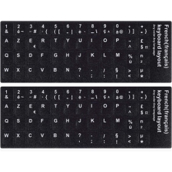 LAPTOPKING Universal Keyboard Stickers Replacement Keyboard Skin Black Background Compatible With Laptop Desktop Letter French Pack Of 2