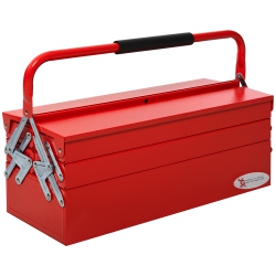DURHAND 22" Metal Tool Box, Portable 5-Tray Cantilever Steel Tool Chest Cabinet for Garage And Warehouse In Red
