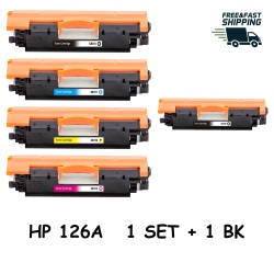 BESTONER 5 Pack HP 126A (Ce310A/ce311A/ce312A/ce313A/ce314A) Toner & Drum Laserjet Mfp M175A/ Cp1025/ M275