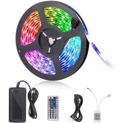 ISTAR Wireless Remote Led RGB Strip Light Kit, 16.4Ft/5M Music Sync Waterproof Color Changing Light Strip With 12V Power Supply