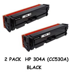 BESTONER 2 Pack HP 304A (Cc530A)/hp 304A/cc530A/hp304/hp304A/hp304/cc530 Toner Cartridge Color Laserjet Cm2320/cp2020/cp2025 In Black