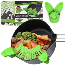 ISTAR Clip On Pasta Strainer Silicone - Universal Fit for All Pots And Bowls | Snap On Drainer for Pasta, Meat, Vegetables, Fruit | Silicone Colander