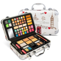 VOKAI Makeup Kit Gift Set - London Travel Case 41 Eye Shadows 4 Blushes 5 Bronzers 7 Body Glitters 1 Lip Liner Pencil 1 Eye Liner Pencil 2 Lip Gloss