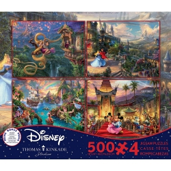CEACO Thomas Kinkade The Disney Dreams Collection 4 In 1 500 PC Puzzles [Tangled, Sleeping Beauty, Peter Pan And Mickey & Minnie]