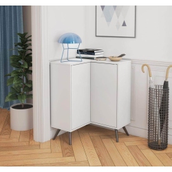 MODUBOX Krom Corner Storage Cabinet With Metal Legs - In White