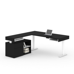 MODUBOX Viva 2-Piece Set Including An L-Shaped Standing Desk And A Credenza - Black & In White