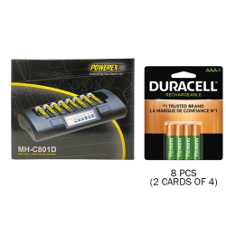 POWEREX Mh-C801D 8-Cell Charger & 8 Aaa Duracell (Dx2400) Batteries (900 Mah)