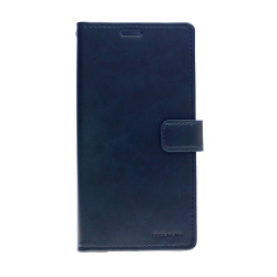 GOOSPERY Topsave Bluemoon Card Slot With Magnetic Clip Leather Folio Wallet Flip Case for Samsung A32 5G In Navy Blue