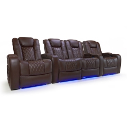 VALENCIA SEATING Tuscany Home Theater Seating, Premium Top Grain Italian Nappa Leather, Power Reclining, Headrest And Lumbar - Row Of 4 Loveseat