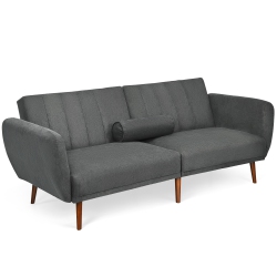 GYMAX Modern Sofa Bed Convertible Futon Sofa W/ 3-Level Adjustable Angle Function