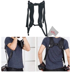 VIVITAR Dual Sling Hands Free Camera Harness 1/4 Inch Threaded Camera Mount Securely Holds Two Cameras for Active Photographers