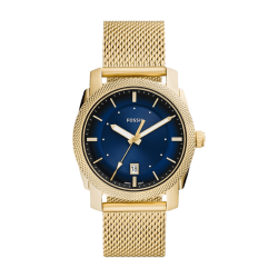 FOSSIL Men's Machine Three Hand Quartz Watch With Stainless Steel Mesh Strap Fs5794 In Gold