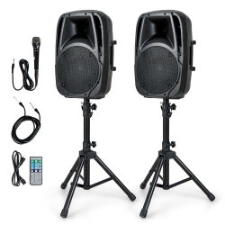 GYMAX 1600W Portable 2-Way Powered Speaker System W/ Microphone