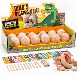 DINOMANIACS Jitterygit Dinosaur Toys for Boys And Girls - 12 Digging Eggs Game - Stem Kids Activities Toys - Easter Eggs for Kids - Best Dinosaur